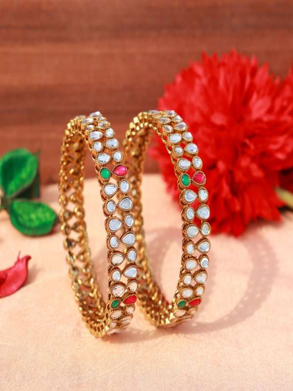 Red gold tone stone outlet bangles