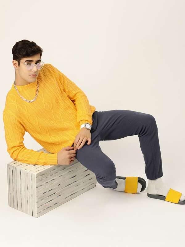 Yellow pullover mens best sale