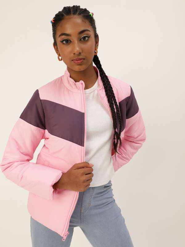 Pink puffer jacket girls store