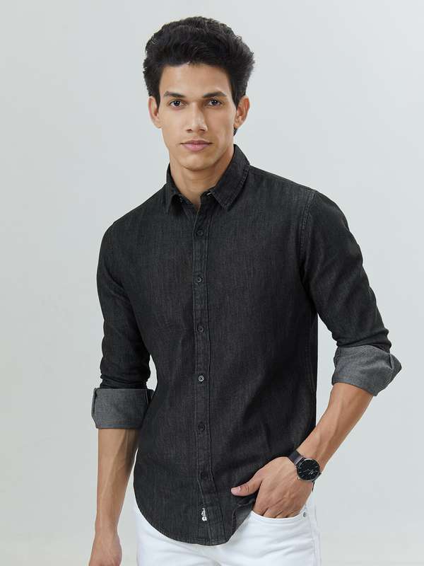 Men Black Denim Shirts - Buy Men Black 