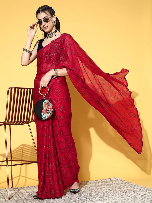 Classy Pure Silk Red Saree with Black & White Kalamkari Pallu – Sujatra-hancorp34.com.vn