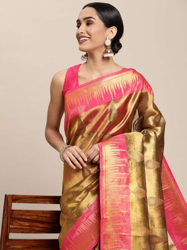 Pothys Women's Green Chanderi Cotton Saree With Blouse Piece (A3672_Green)  : Amazon.in: Fashion