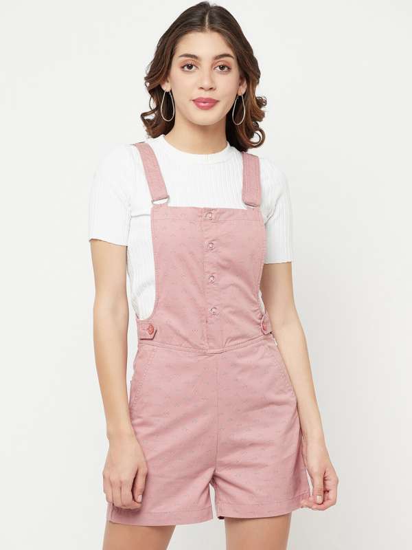 Pink denim dungarees store