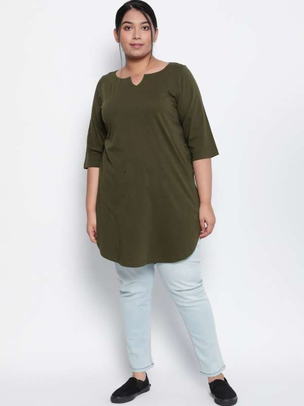 Buy Comfortable Full Sleeves Plus Size Cotton Long Top For, 55% OFF