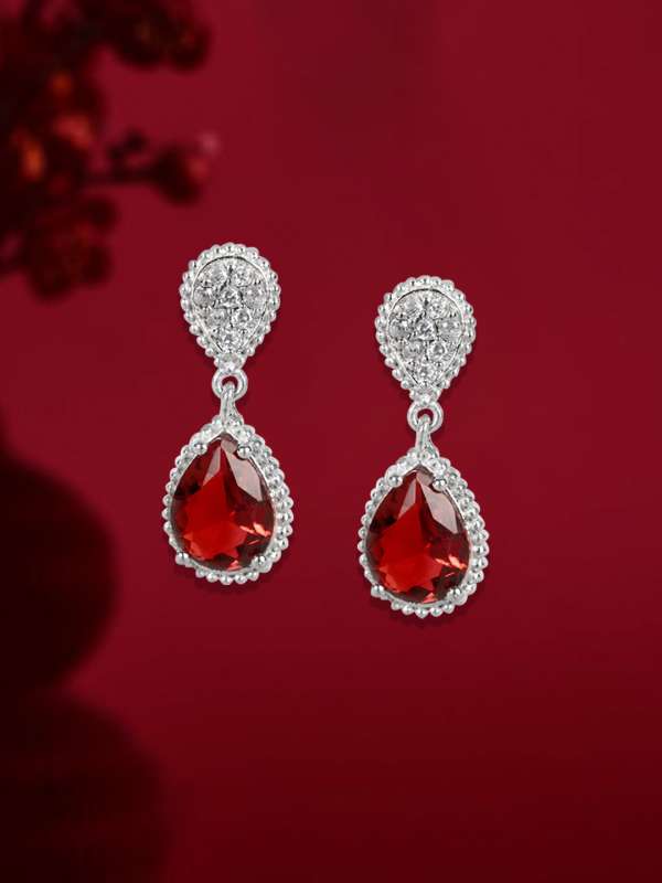 Red formal earrings on sale