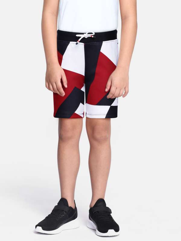 Red and shop white shorts