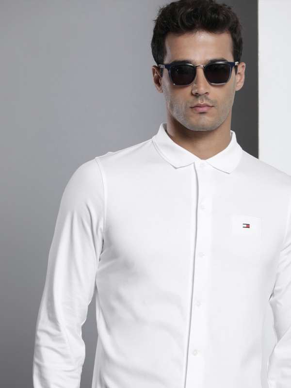 indendørs bur bomuld Tommy Hilfiger Men White Slim Fit Solid Casual Shirt - Buy Tommy Hilfiger  Men White Slim Fit Solid Casual Shirt online in India