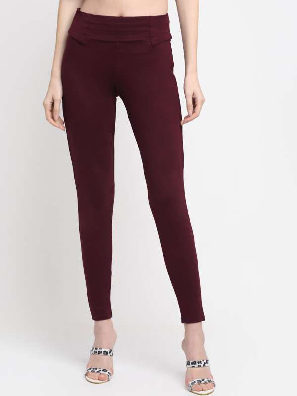 Wine Solid Jeggings - Buy Wine Solid Jeggings online in India
