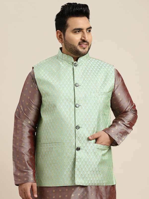 Sea green nehru jacket hot sale