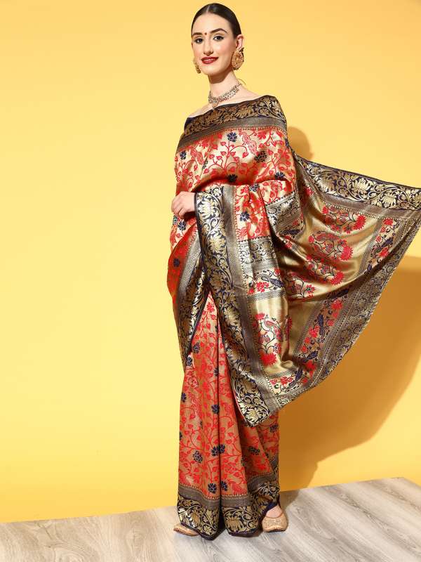 Red Women Saree Dress Material Mall Outline Fade Buy Red Women