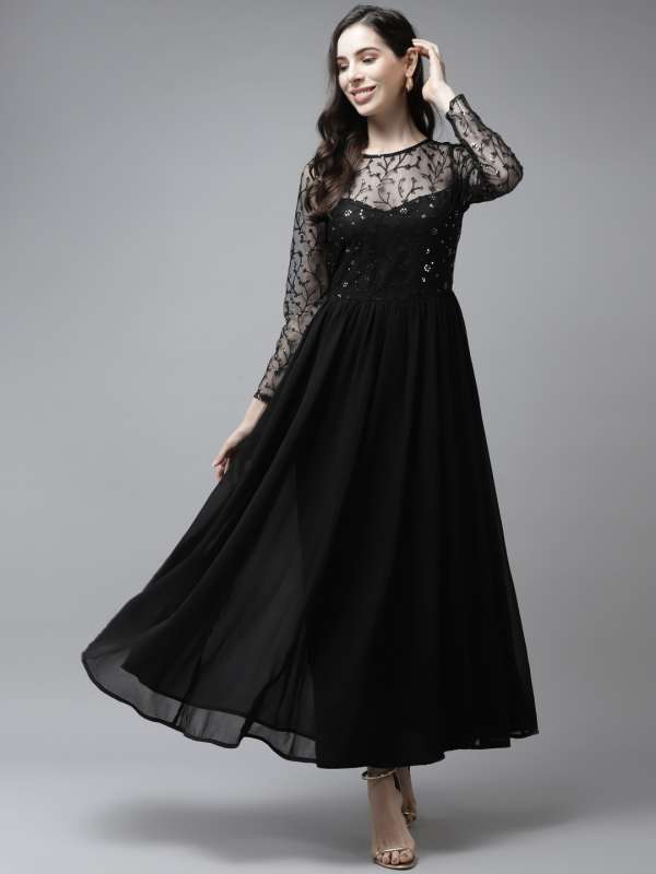 Black deals gown myntra