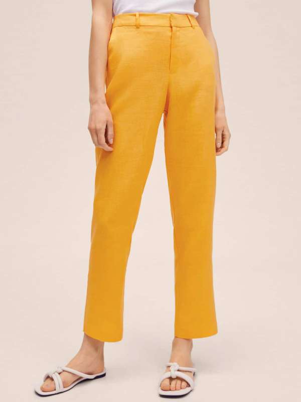 Mango Yellow Trousers Buy Mango Yellow Trousers online in India