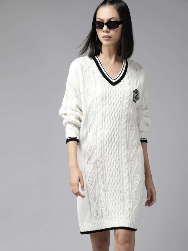 White Knit Sweater Dresses - Buy White Knit Sweater Dresses online in India