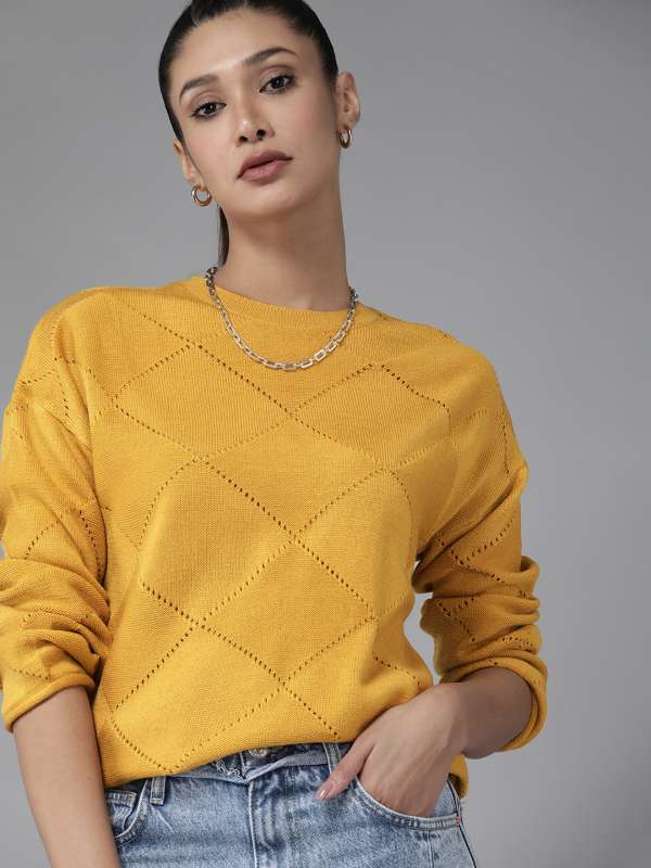 Mustard Yellow Sweaters Buy Mustard Yellow Sweaters online in India