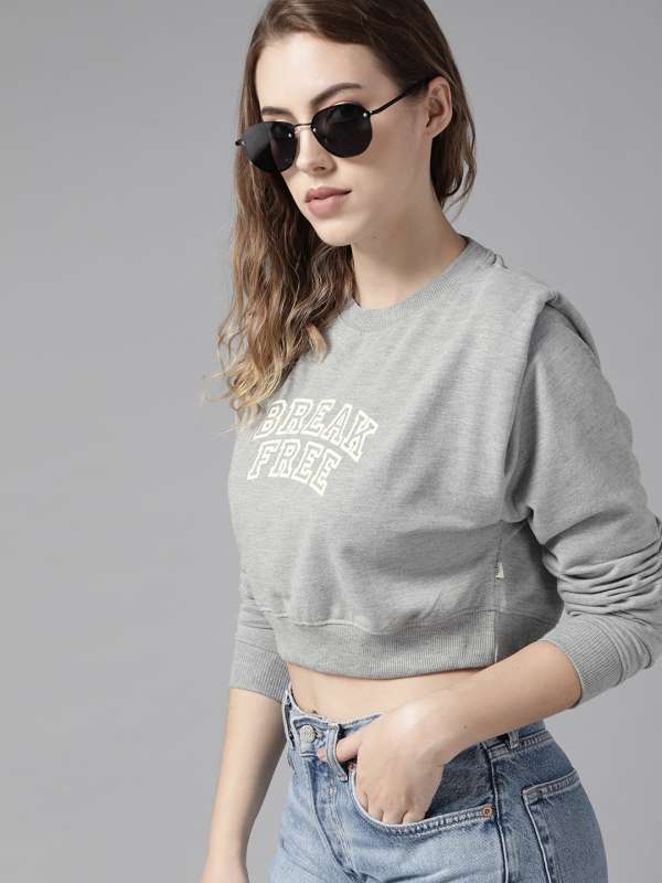 Women Grey Melange By Lifestyle Sweatshirts - Buy Women Grey
