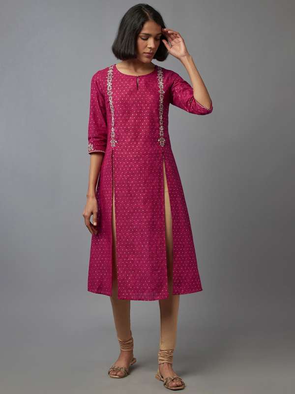 W kurtis pink colour cheap