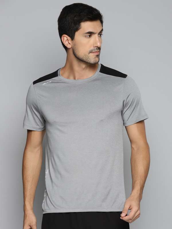 Buy Rigo Grey Melange & Black Colourblocked Smart Fit T Shirt