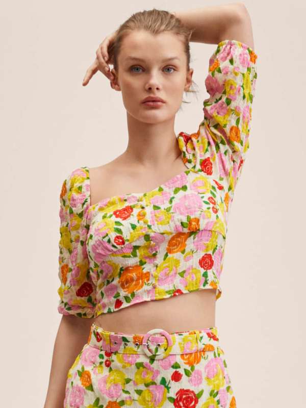 Multicoloured Women Tops Tshirt Shirts Mango Buy Multicoloured
