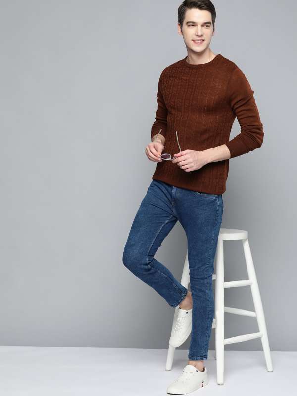 Mast & Harbour Sweaters Lifestyle Men Brown Sweater - Buy Mast & Harbour  Sweaters Lifestyle Men Brown Sweater online in India