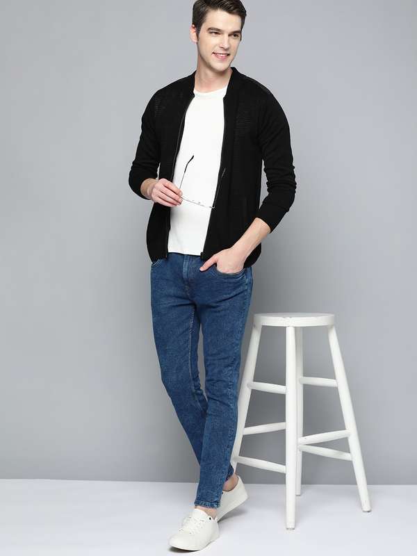 mens sweater jacket myntra