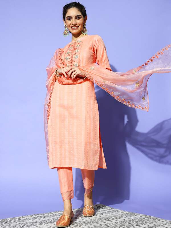 Embroidered Net Pakistani Suit in Light Pink : KCH4188