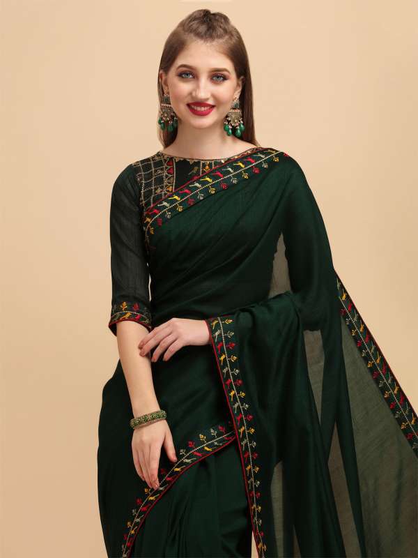 Olive Embroidered Saree 7251799.htm Buy Olive Embroidered Saree