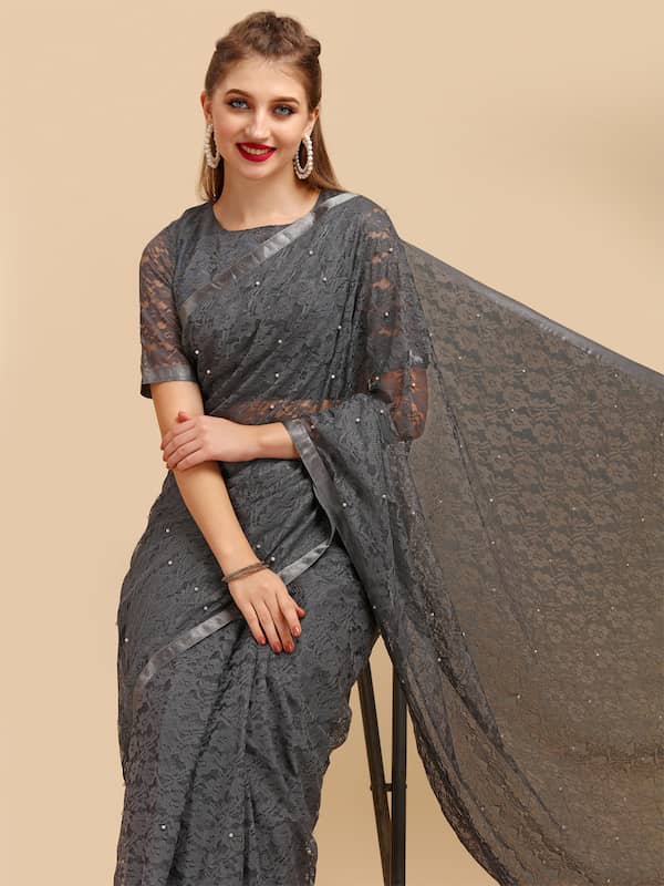 Buy Esha Koul Black Organza Embroidered Saree With Blouse Online | Aza  Fashions