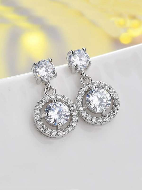 White Crystal Earrings Buy White Crystal Earrings online in India