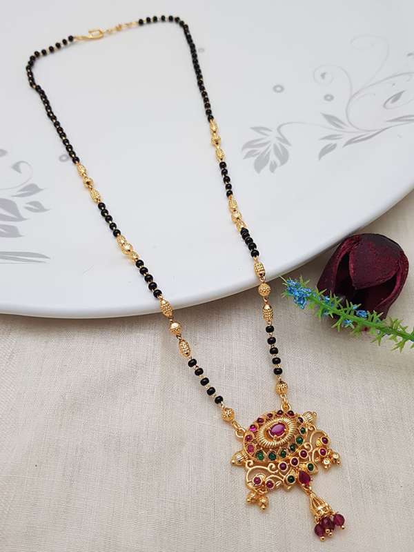 Black crystal 2025 beads mangalsutra