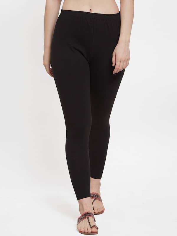 Cotton Plain Ladies Black Shimmer Leggings, Size: S - XXL at Rs