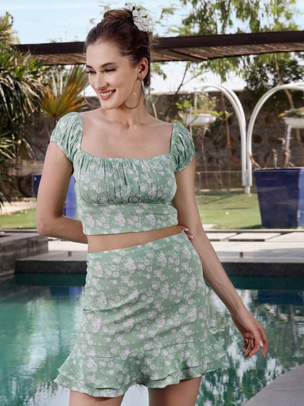 Buy PRINTED TWO PIECE BLUE CO-ORD SET for Women Online in India