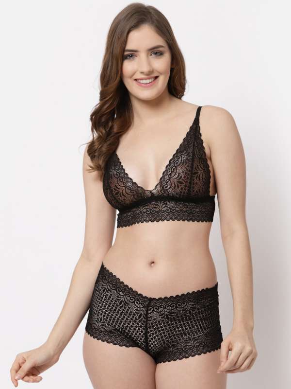 Buy online Pack Of 2 Laced Bra And Panty Set from lingerie for