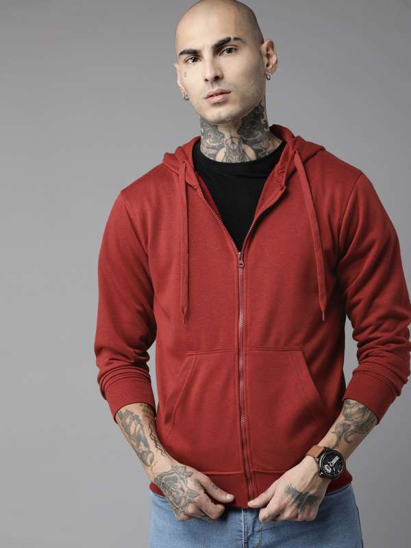 Long red hoodie on sale
