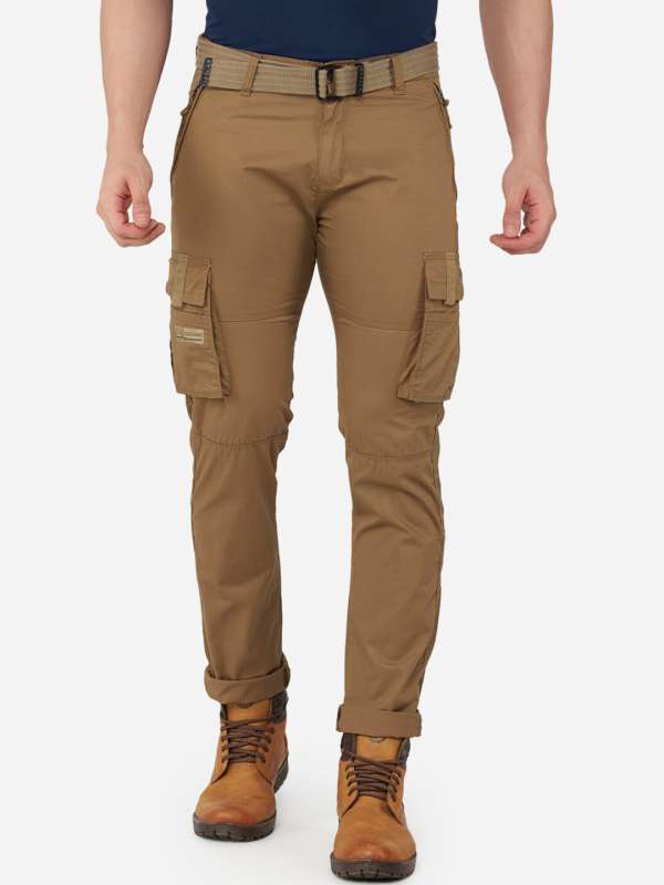Buy tbase Mens Khaki Solid Cargo Pants for Men Online India