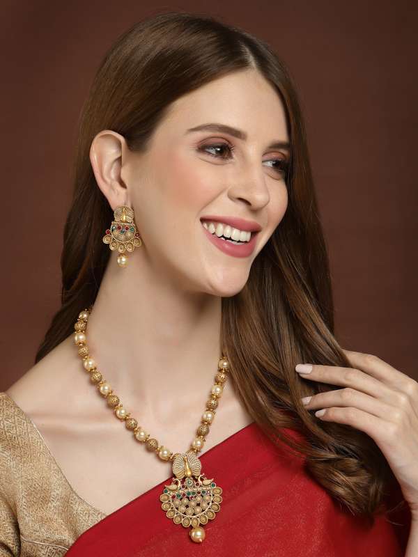 Buy Meenakari Peacock Design Rajasthani Style Choker Necklace  Earrings  Set  ZPFK14475 Online at Best Prices in India  JioMart