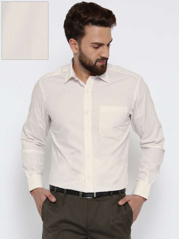 Buy Wills Lifestyle Men White Beige Regular Fit Printed Formal Shirt Shirts for Men 1846195 Myntra
