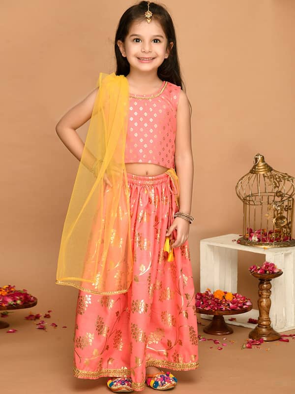 Exquisite Baby Pink and Firozi Colored Designer Kids Lehenga Choli-gemektower.com.vn