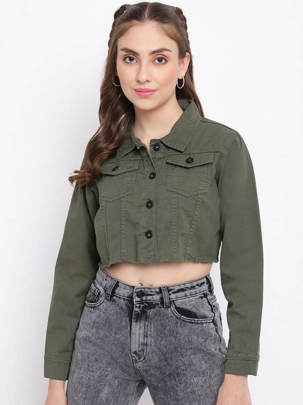 Green denim hot sale jacket for girls