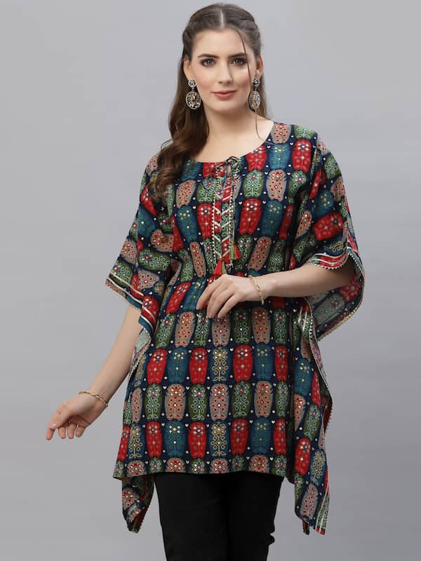 Buy Short Kurti Blue  Red Modal Printed Tunic for Women Online in India   Etsy