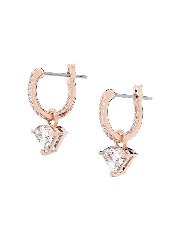 Dextera Hoop Earrings Octagonal Small White Rose Gold Tone Plated   Independent Jewellers