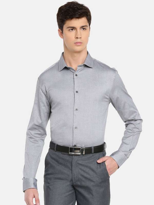Celio Grey Solid Slim Fit Casual Shirt 