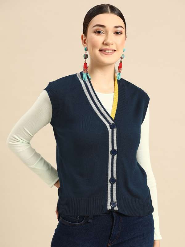 Women's navy blue sweater new arrivals vest