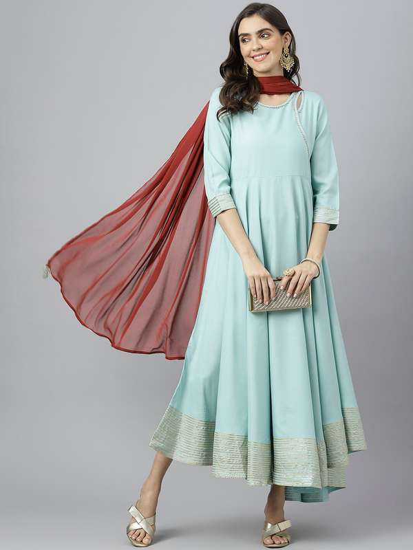 blue anarkali frock