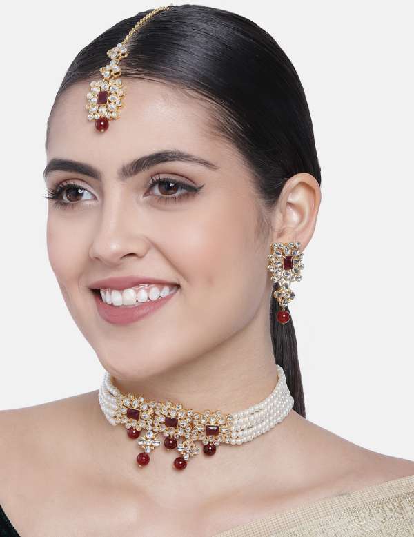 Women Maroon Jewellery Set Buy Women Maroon Jewellery Set online