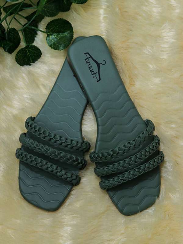 Olive green flats sales