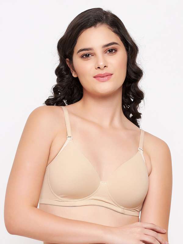 Buy Clovia Cotton Rich Non-Padded Non-Wired T-Shirt Bra & Mid Waist Hipster  Panty - Pink online