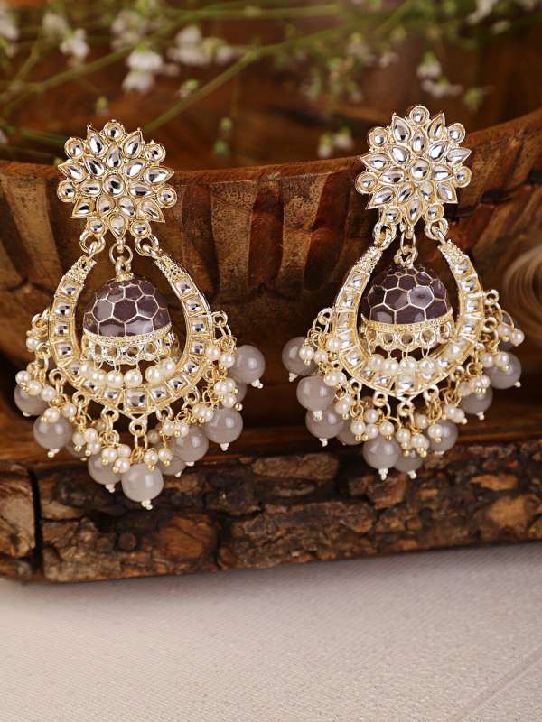 Earrings for grey gown discount