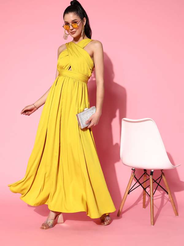Myntra yellow dress on sale