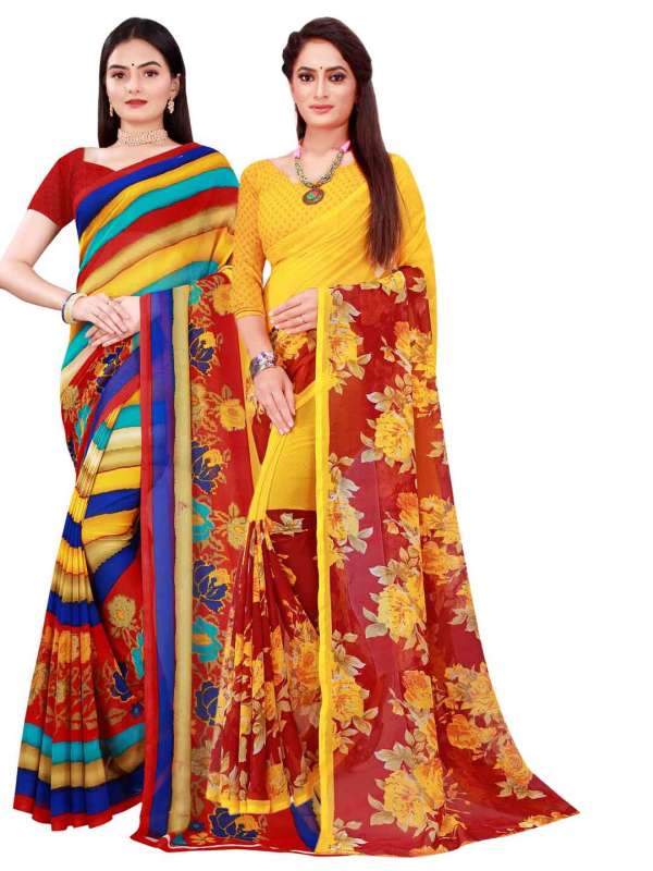 Multicoloured Yellow Women Sarees Mahogany Buy Multicoloured