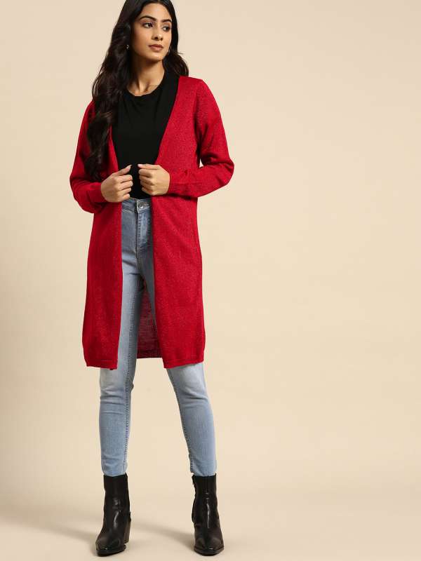 Red cheap shrug sweater